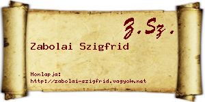 Zabolai Szigfrid névjegykártya